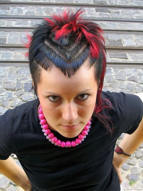 Geometric Line Punk Rock Hairstyle For Bold Girls