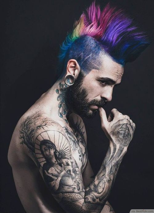 Technicolor Mohawk Punk Rock Hairstyle ❥❥❥ http://bestpickr.com/punk-hairstyles-for-men