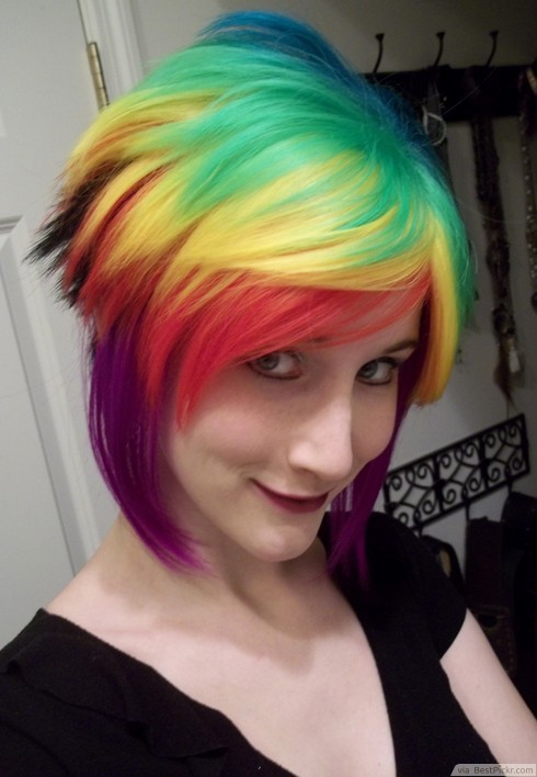 Rainbow Short Emo Hairstyle http://bestpickr.com/short-emo ...